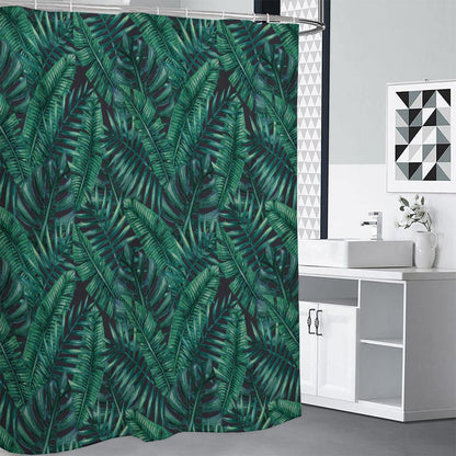 Watercolor Tropical Leaf Pattern Print Shower Curtain