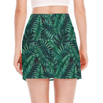 Watercolor Tropical Leaf Pattern Print Side Slit Mini Skirt