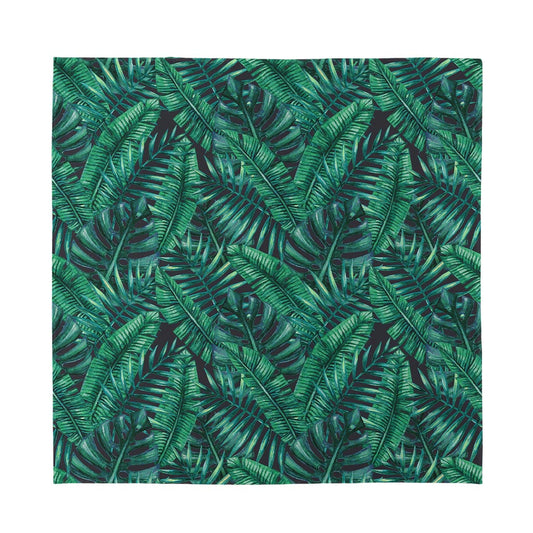 Watercolor Tropical Leaf Pattern Print Silk Bandana