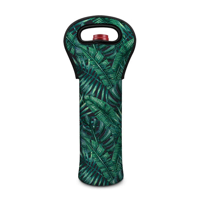 Watercolor Tropical Leaf Pattern Print Single Neoprene Wine Tote