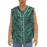 Watercolor Tropical Leaf Pattern Print Sleeveless Baseball Jersey