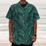 Watercolor Tropical Leaf Pattern Print Textured Short Sleeve Shirt