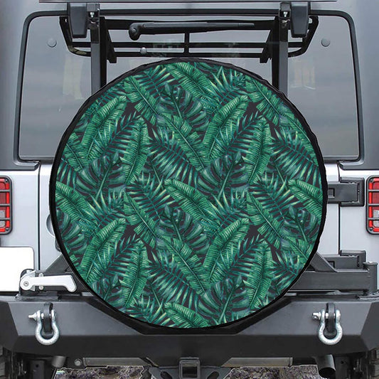Watercolor Tropical Leaf Pattern Print Tire Cover