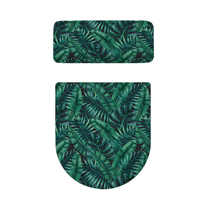 Watercolor Tropical Leaf Pattern Print Toilet Lid And Tank Cover Set