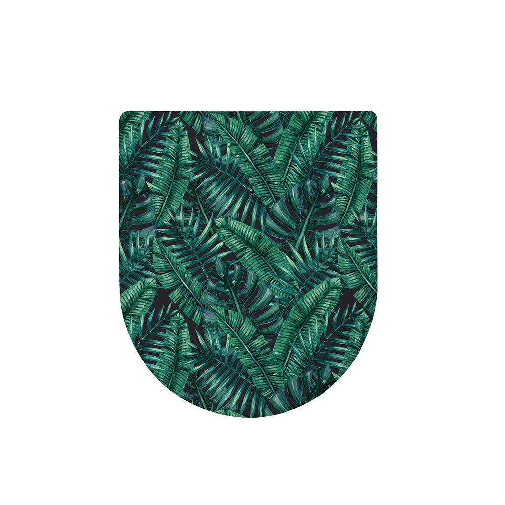 Watercolor Tropical Leaf Pattern Print Toilet Lid Cover