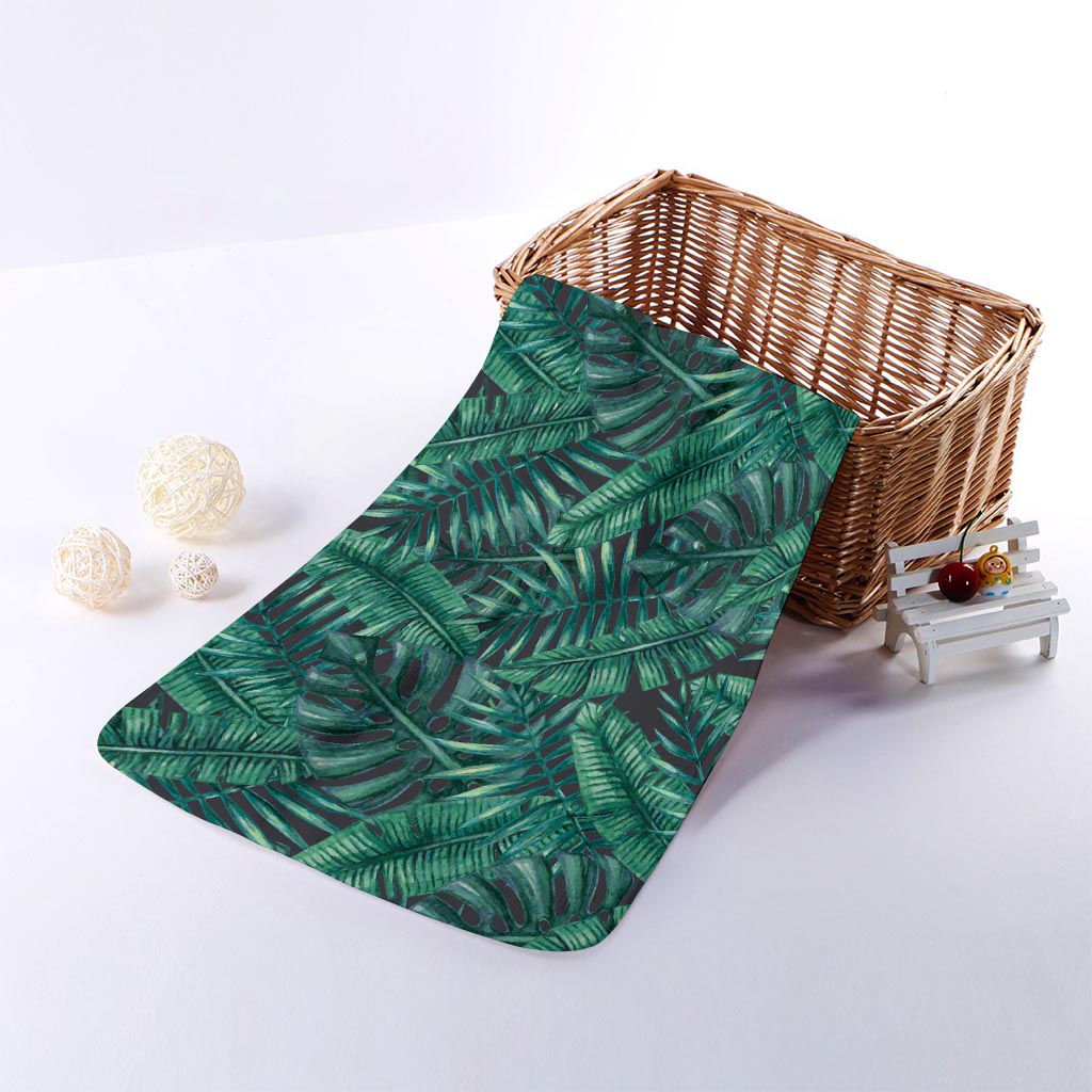 Watercolor Tropical Leaf Pattern Print Towel