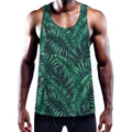 Watercolor Tropical Leaf Pattern Print Men's Workout Tank Top