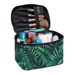 Watercolor Tropical Leaf Pattern Print Travel Makeup Bag