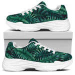 Watercolor Tropical Leaf Pattern Print White Chunky Shoes