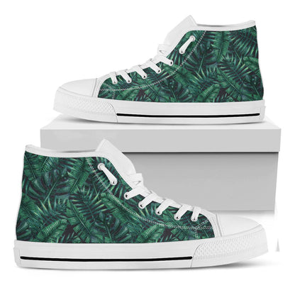 Watercolor Tropical Leaf Pattern Print White High Top Sneakers