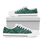 Watercolor Tropical Leaf Pattern Print White Low Top Sneakers