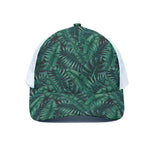 Watercolor Tropical Leaf Pattern Print White Mesh Trucker Cap