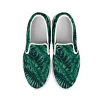 Watercolor Tropical Leaf Pattern Print White Slip On Sneakers