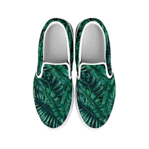 Watercolor Tropical Leaf Pattern Print White Slip On Sneakers