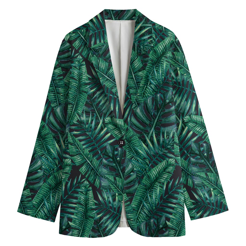 Watercolor Tropical Leaf Pattern Print Women's Blazer