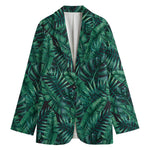 Watercolor Tropical Leaf Pattern Print Women's Blazer