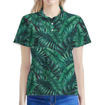 Watercolor Tropical Leaf Pattern Print Women's Polo Shirt