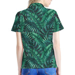 Watercolor Tropical Leaf Pattern Print Women's Polo Shirt