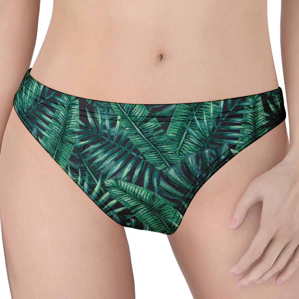 Watercolor Tropical Leaf Pattern Print Women's Thong