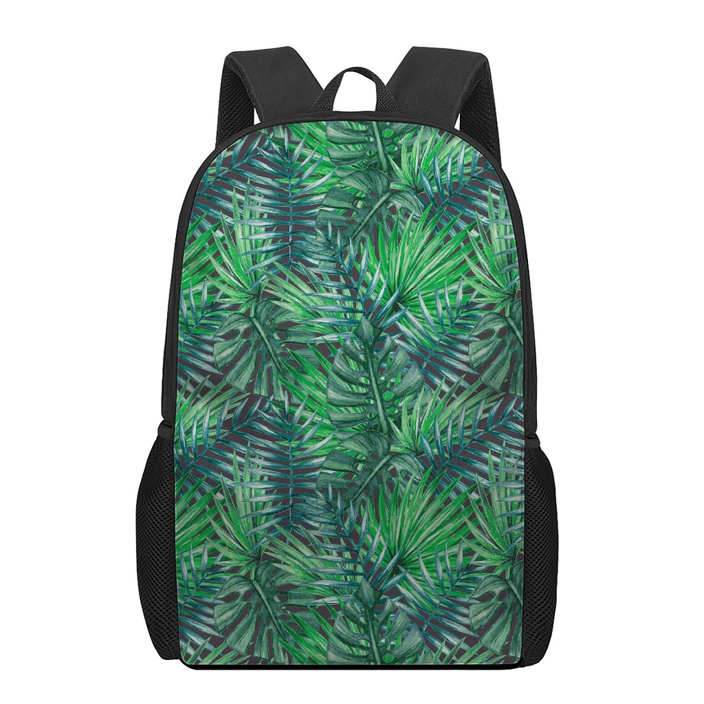 Watercolor Tropical Leaves Pattern Print 17 Inch Backpack