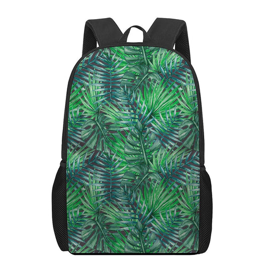 Watercolor Tropical Leaves Pattern Print 17 Inch Backpack