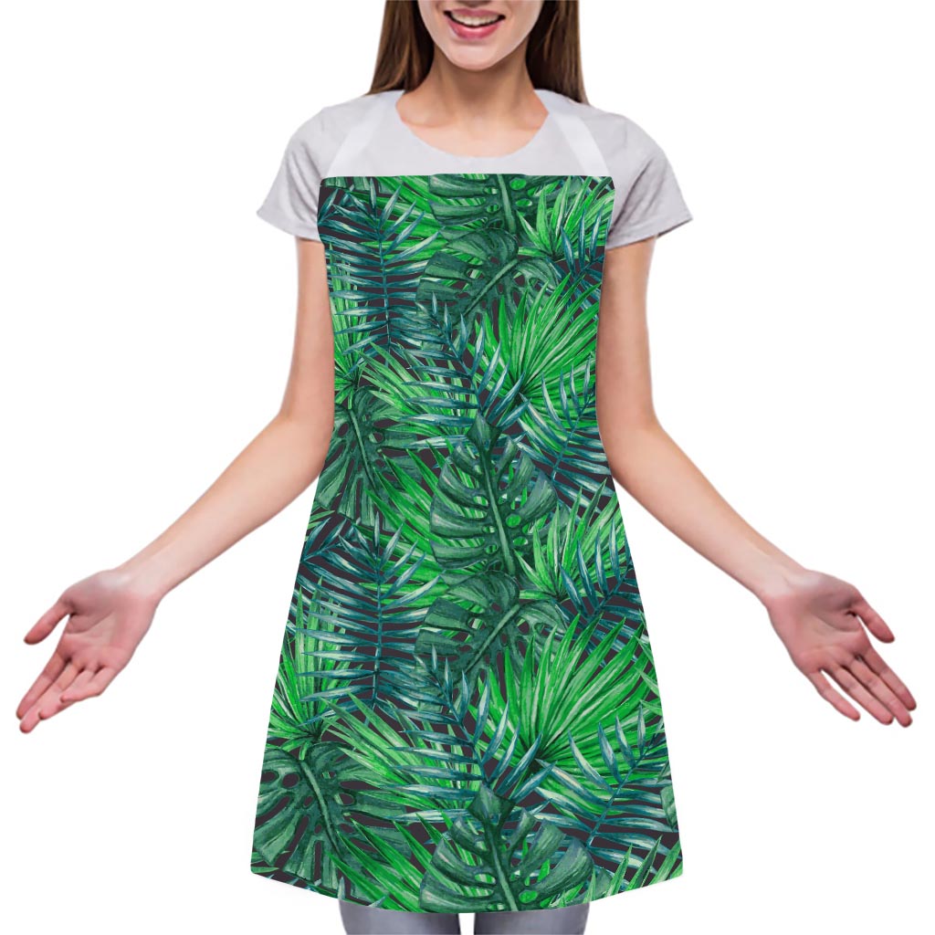 Watercolor Tropical Leaves Pattern Print Adjustable Apron