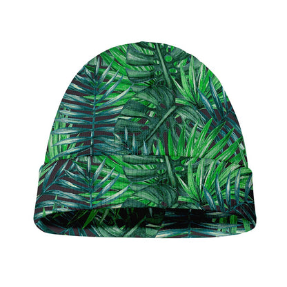 Watercolor Tropical Leaves Pattern Print Beanie