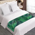 Watercolor Tropical Leaves Pattern Print Bed Runner