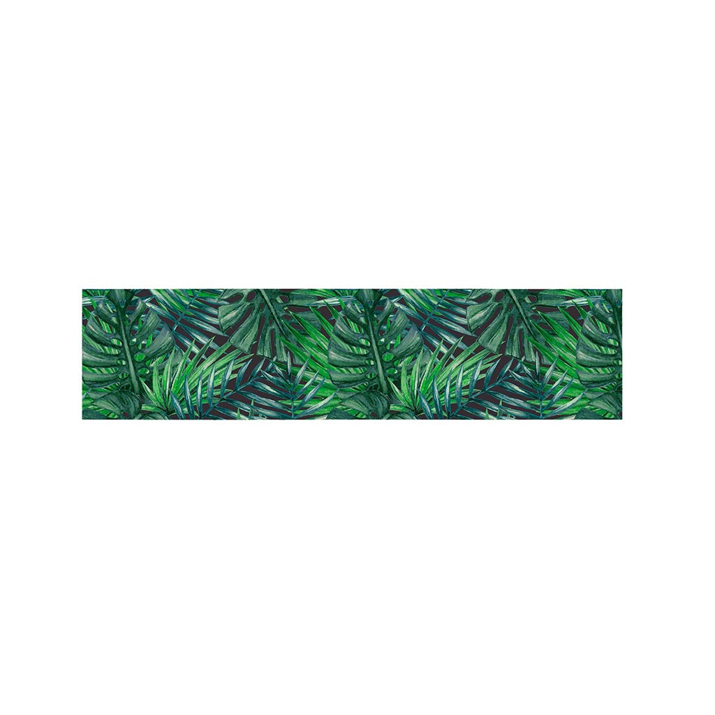 Watercolor Tropical Leaves Pattern Print Bed Runner