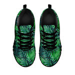 Watercolor Tropical Leaves Pattern Print Black Running Shoes