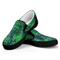Watercolor Tropical Leaves Pattern Print Black Slip On Sneakers