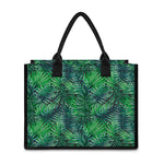 Watercolor Tropical Leaves Pattern Print Canvas Tote Bag
