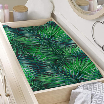 Watercolor Tropical Leaves Pattern Print Changing Pad Cover