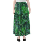 Watercolor Tropical Leaves Pattern Print Chiffon Maxi Skirt