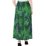 Watercolor Tropical Leaves Pattern Print Chiffon Maxi Skirt