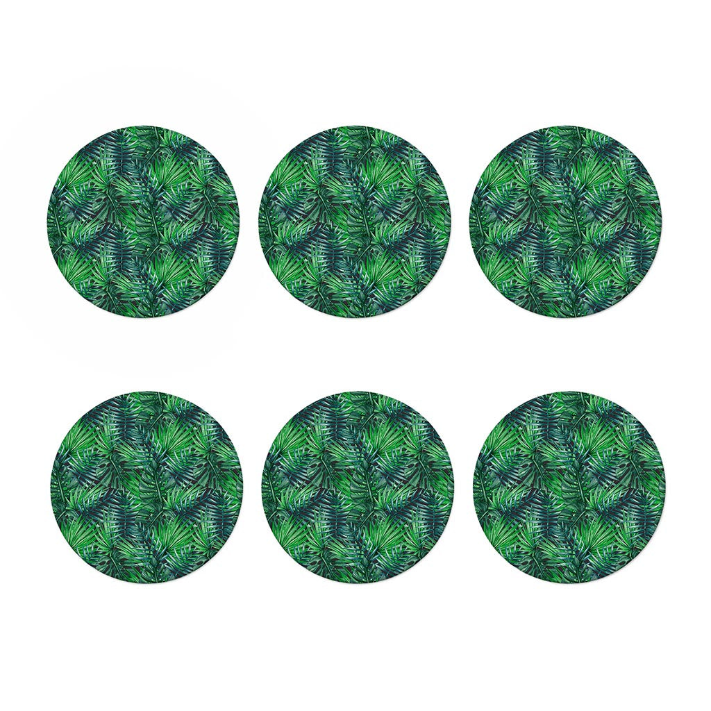 Watercolor Tropical Leaves Pattern Print Coaster Set