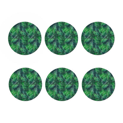 Watercolor Tropical Leaves Pattern Print Coaster Set