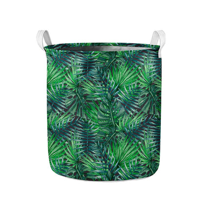 Watercolor Tropical Leaves Pattern Print Collapsible Laundry Basket