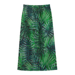 Watercolor Tropical Leaves Pattern Print Cotton Front Slit Maxi Skirt