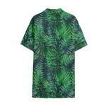 Watercolor Tropical Leaves Pattern Print Cotton Hawaiian Shirt