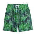 Watercolor Tropical Leaves Pattern Print Cotton Shorts
