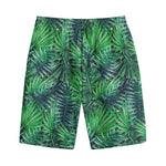 Watercolor Tropical Leaves Pattern Print Cotton Shorts