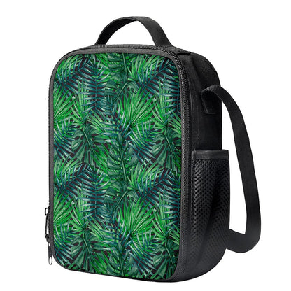 Watercolor Tropical Leaves Pattern Print Crossbody Lunch Bag