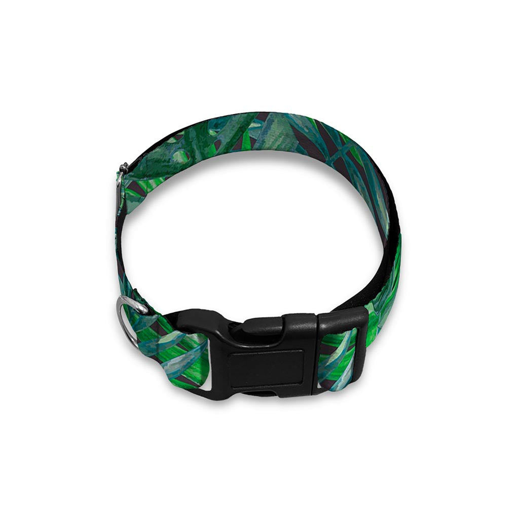 Watercolor Tropical Leaves Pattern Print Dog Collar
