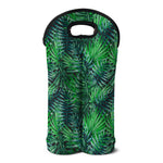 Watercolor Tropical Leaves Pattern Print Double Neoprene Wine Tote