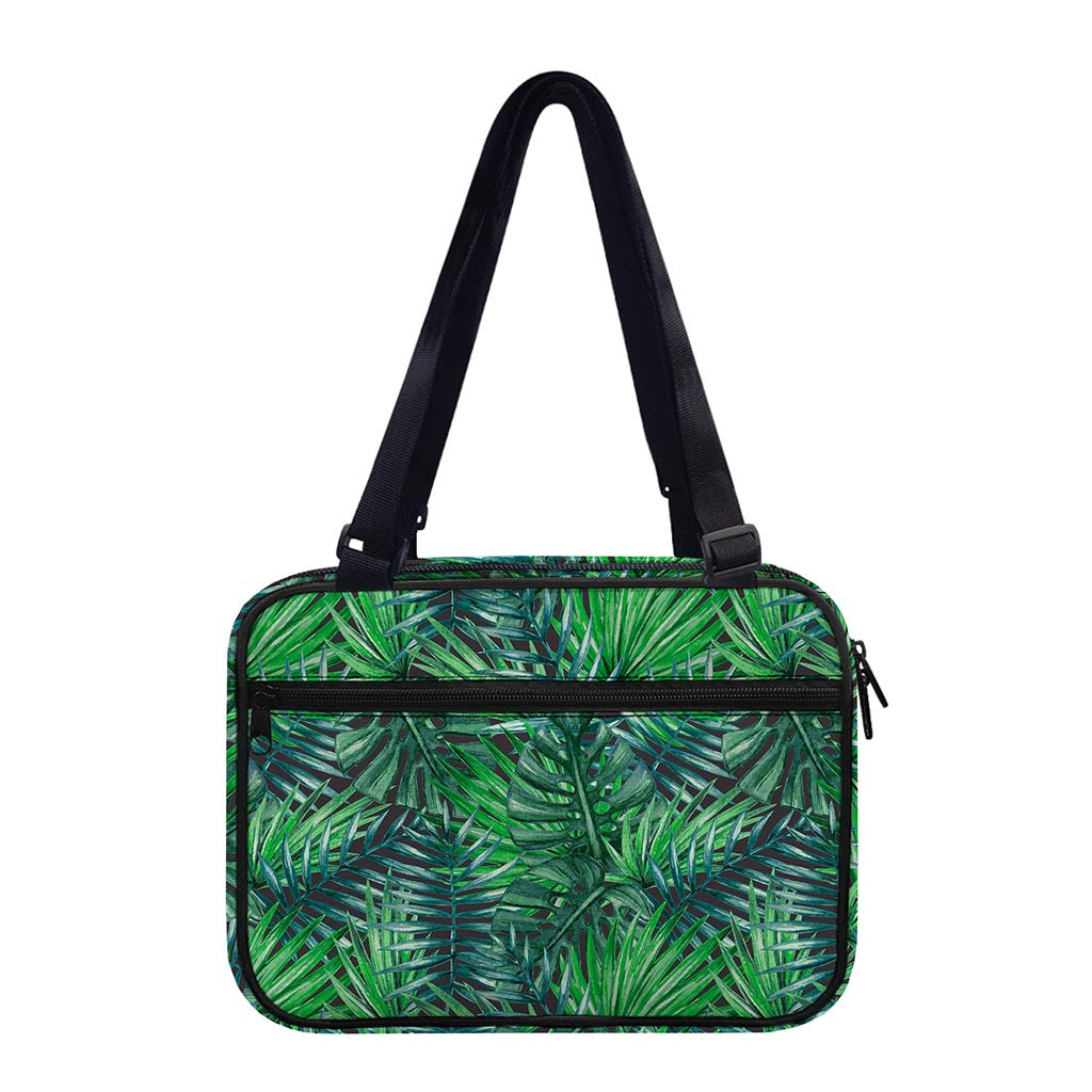 Watercolor Tropical Leaves Pattern Print Double Strap Bible Bag