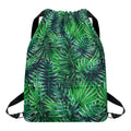 Watercolor Tropical Leaves Pattern Print Drawstring Backpack