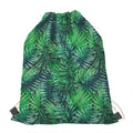Watercolor Tropical Leaves Pattern Print Drawstring Bag