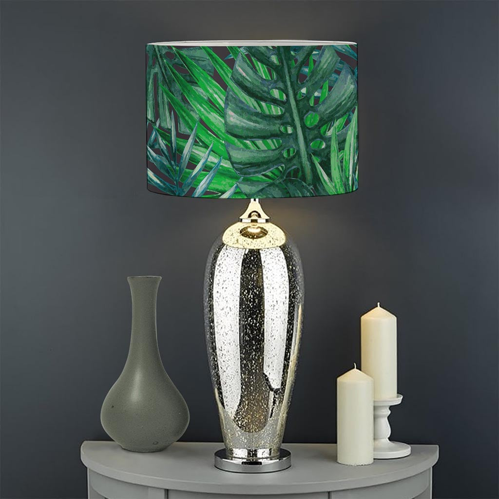 Watercolor Tropical Leaves Pattern Print Drum Lamp Shade