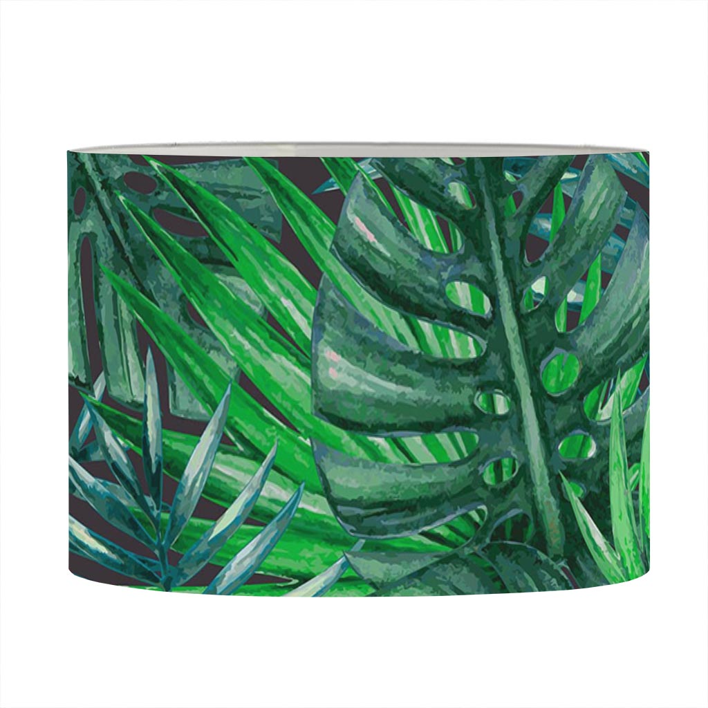 Watercolor Tropical Leaves Pattern Print Drum Lamp Shade